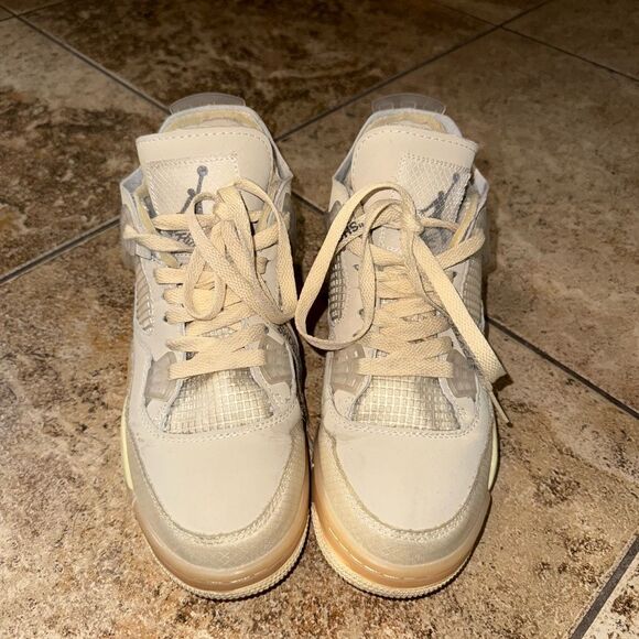 Off-White Cream Sneakers with Retro Design and Chunky Sole - Picture 8 of 10
